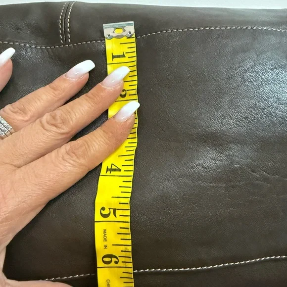 Longchamp Modele Depose Dark Brown Leather tote/shoulder Bag silver hardware - Picture 7 of 16